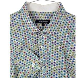 Men's Bogosse 3EX Multicolor Wheel Print Long Sleeve Casual Shirt